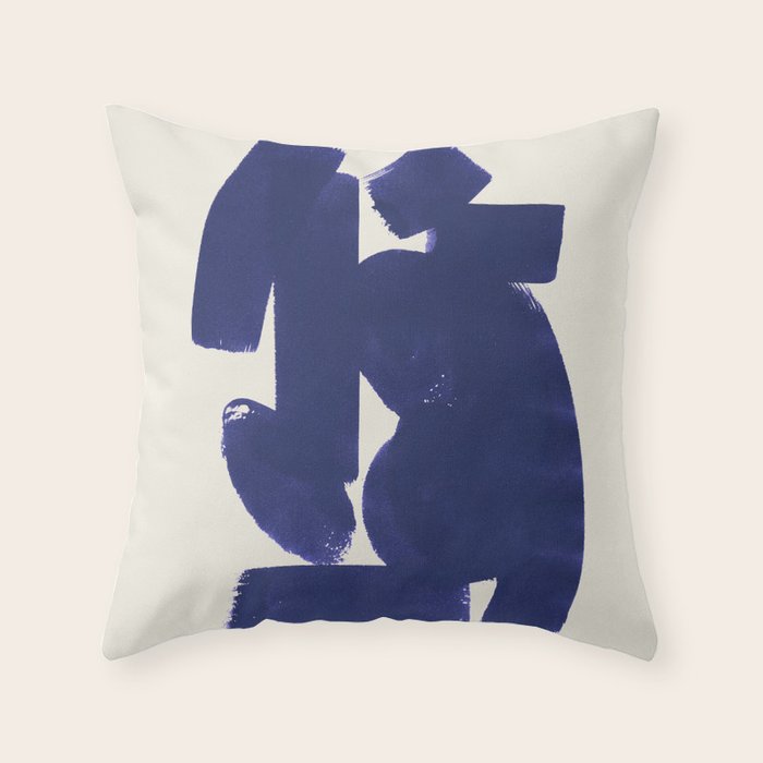 Abstract Paint Form 1 - Dark Blue Throw Pillow Gallery Image 1