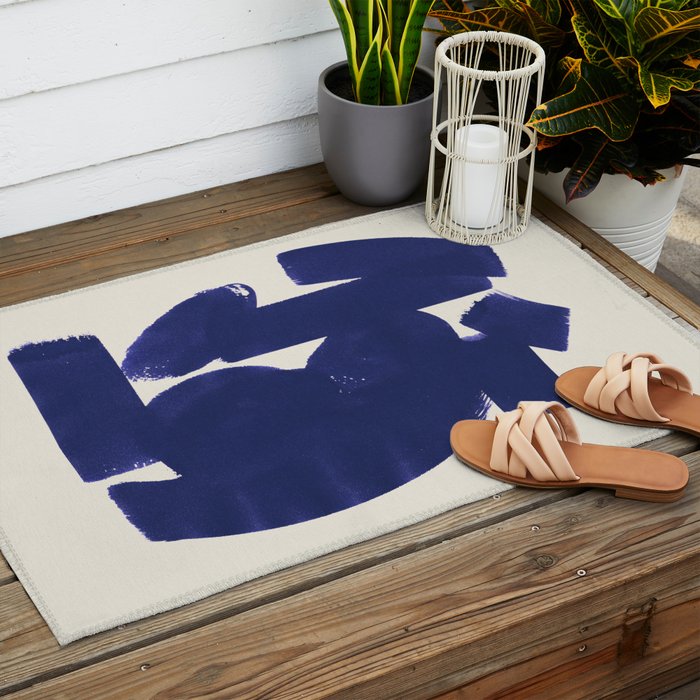 Abstract Paint Form 1 - Dark Blue Outdoor Rug Gallery Image 2