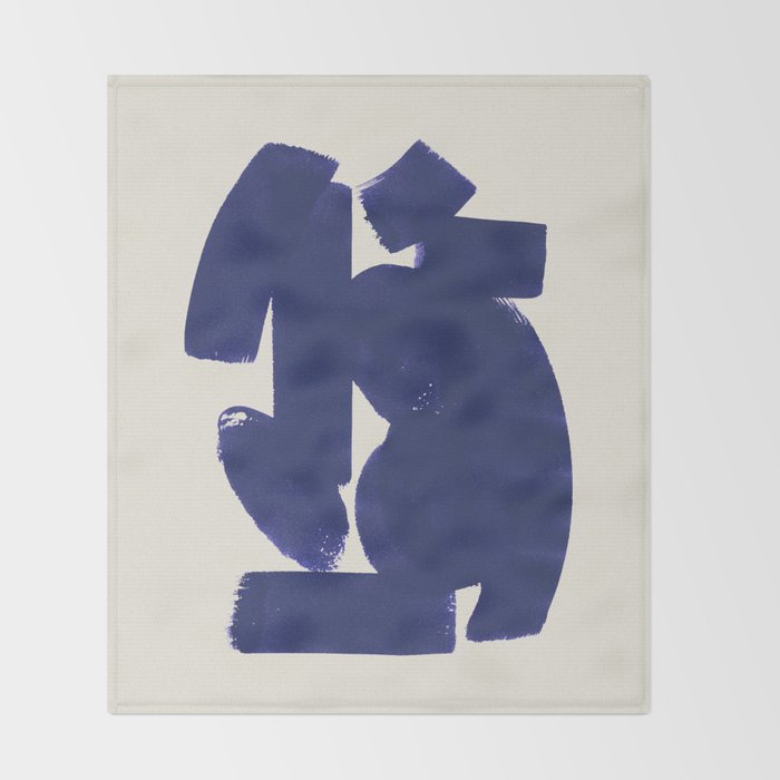 Abstract Paint Form 1 - Dark Blue Throw Blanket Gallery Image 2