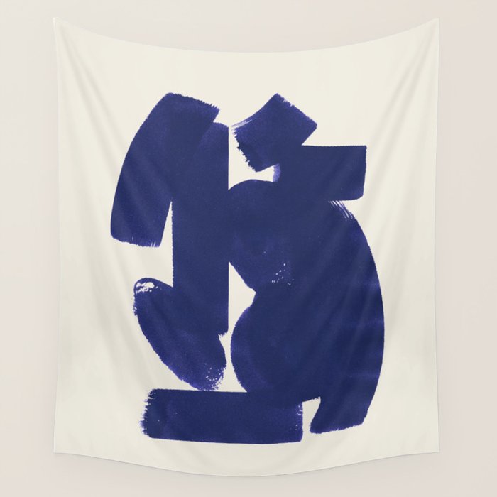 Abstract Paint Form 1 - Dark Blue Wall Tapestry Gallery Image 1