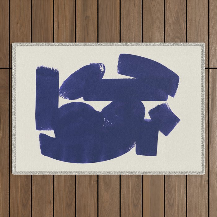 Abstract Paint Form 1 - Dark Blue Outdoor Rug Gallery Image 1