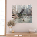 Chicago River, Bridges Up Wall Tapestry Gallery Image 2