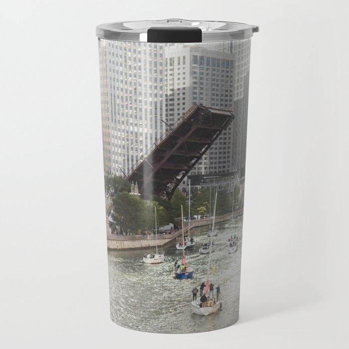 Chicago River, Bridges Up Travel Mug Gallery Image 1