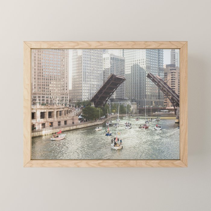 Chicago River, Bridges Up Mini Art Print Gallery Image 1