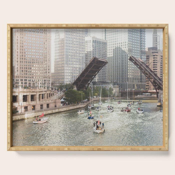 Chicago River, Bridges Up Serving Tray Gallery Image 1