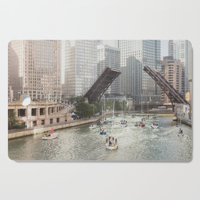 Chicago River, Bridges Up Cutting Board Gallery Image 1
