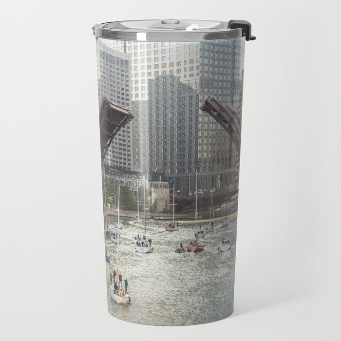 Chicago River, Bridges Up Travel Mug Gallery Image 2