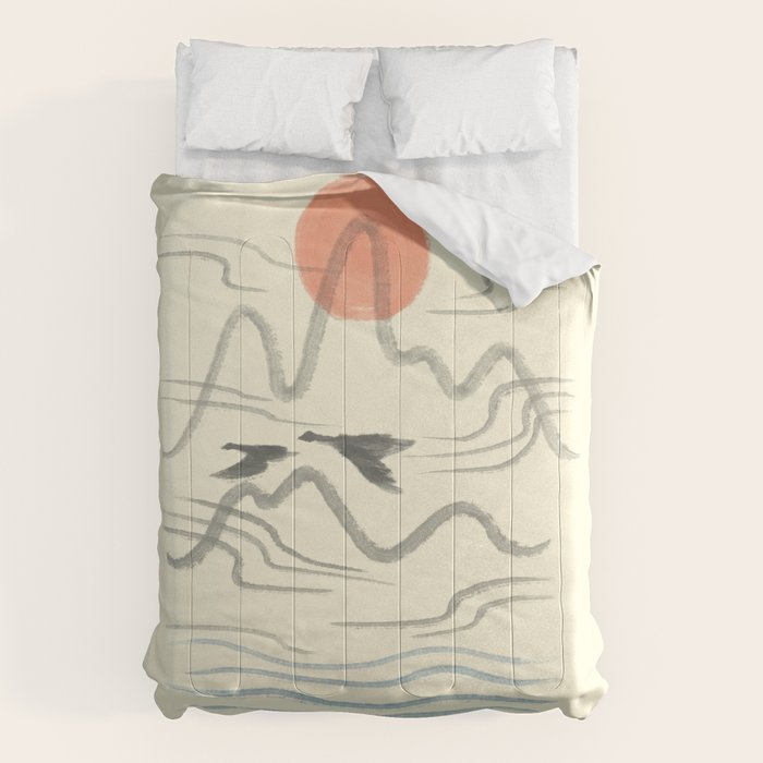 Watercolor 9 Abstraction minimal landscape lover bird Comforter Gallery Image 6