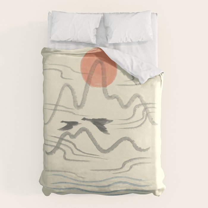 Watercolor 9 Abstraction minimal landscape lover bird Duvet Cover Gallery Image 6
