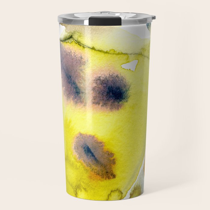 Spring Equinox 2 x colorful yellow watercolor abstract painting happy Travel Mug Gallery Image 1