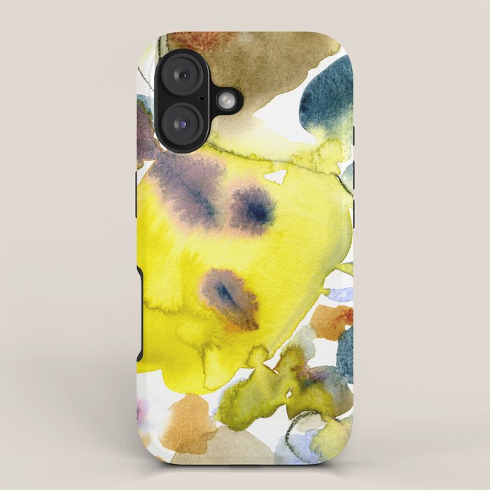 Spring Equinox 2 x colorful yellow watercolor abstract painting happy iPhone Case Gallery Image 1
