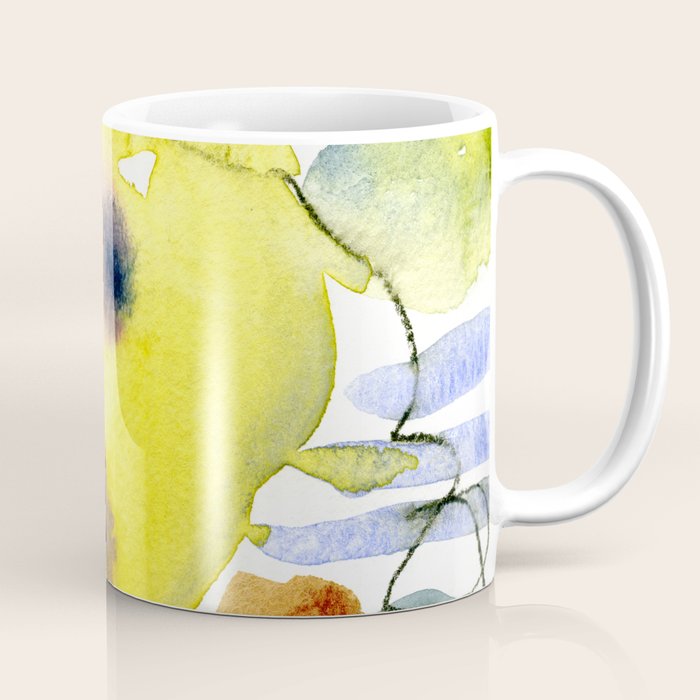 Spring Equinox 2 x colorful yellow watercolor abstract painting happy Coffee Mug Gallery Image 1