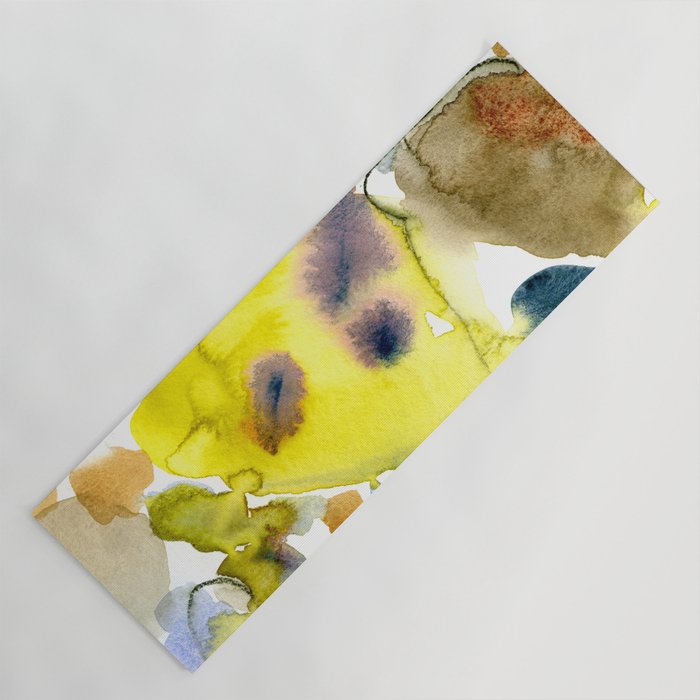 Spring Equinox 2 x colorful yellow watercolor abstract painting happy Yoga Mat Gallery Image 1