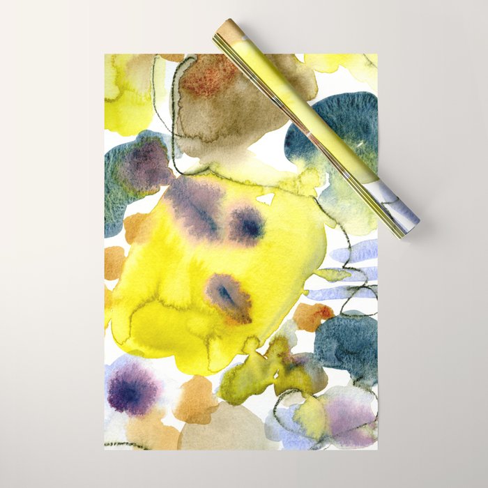 Spring Equinox 2 x colorful yellow watercolor abstract painting happy Wrapping Paper Gallery Image 1