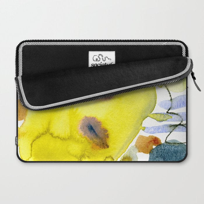 Spring Equinox 2 x colorful yellow watercolor abstract painting happy Laptop Sleeve Gallery Image 2