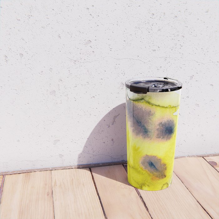Spring Equinox 2 x colorful yellow watercolor abstract painting happy Travel Mug Gallery Image 4