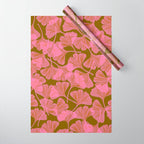 Pink Ginkgo Leaf Pattern Wrapping Paper Gallery Image 1