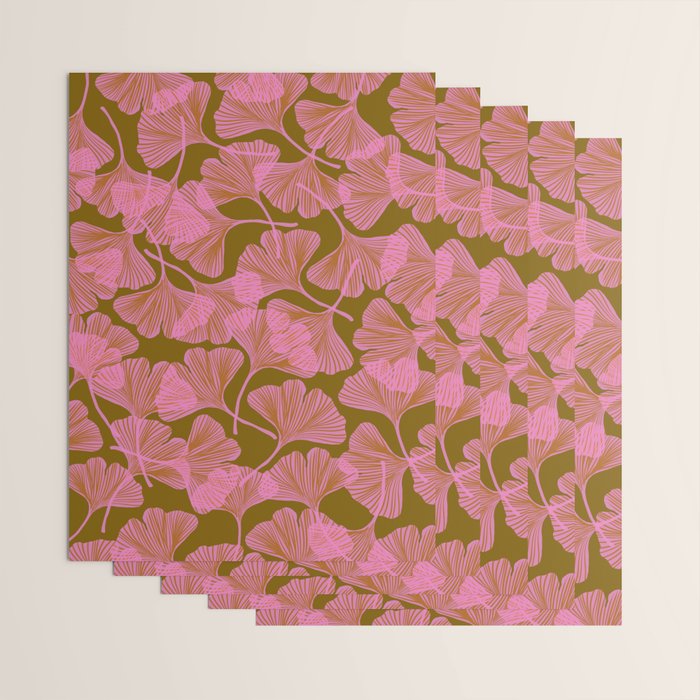 Pink Ginkgo Leaf Pattern Wrapping Paper Gallery Image 3
