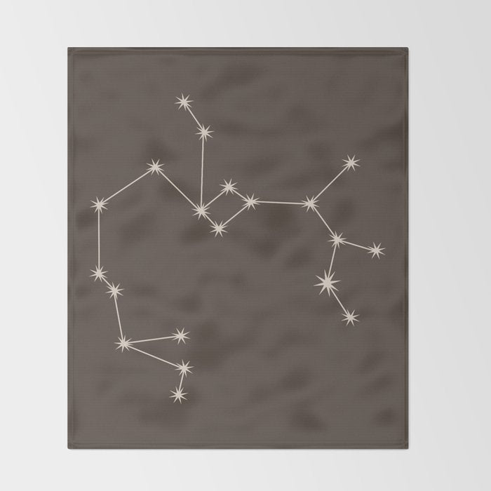 Sagittarius Zodiac Star Constellation Line Art Coffee Brown Throw Blanket Gallery Image 2