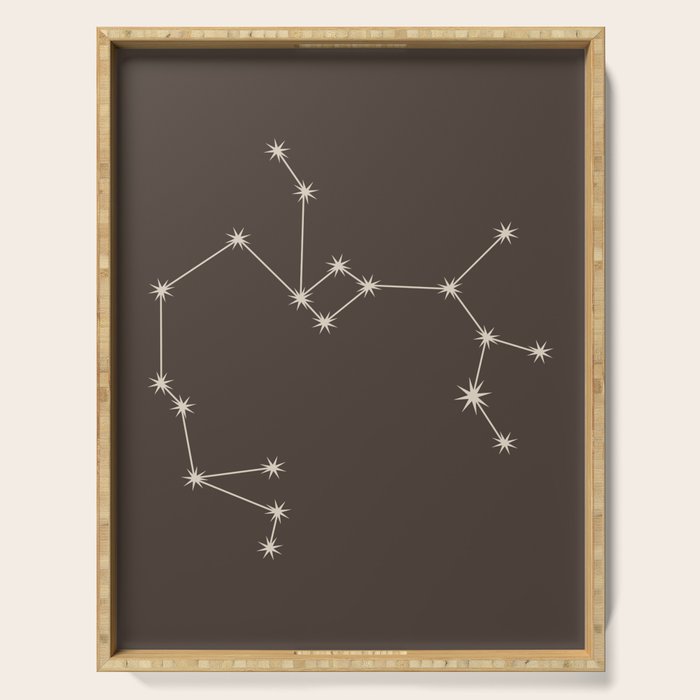 Sagittarius Zodiac Star Constellation Line Art Coffee Brown Serving Tray Gallery Image 1