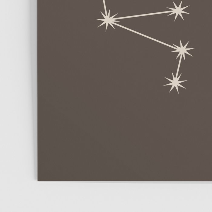 Sagittarius Zodiac Star Constellation Line Art Coffee Brown Poster Gallery Image 3