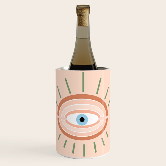 Retro evil eye - neutrals Wine Chiller Gallery Image 1