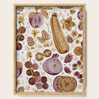 Garden Vegetables & Fresh Fruit in Ochre & Burgundy Serving Tray Gallery Image 1