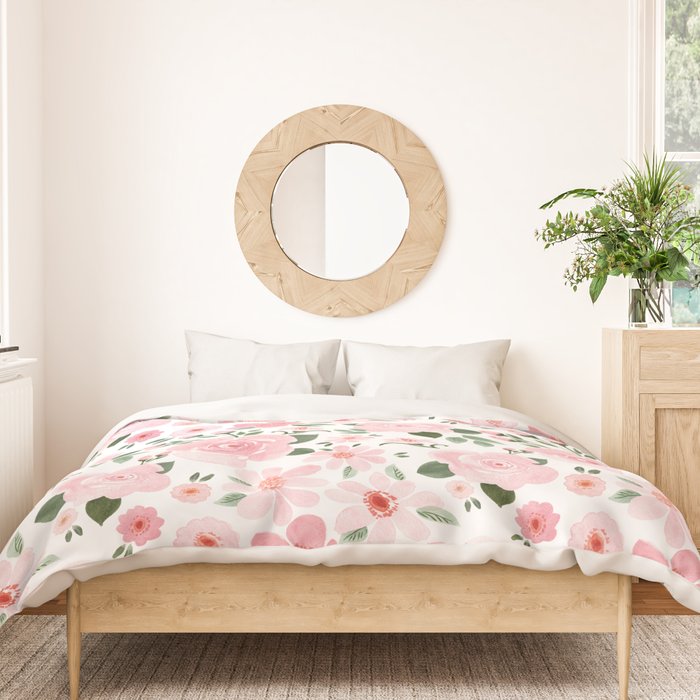 Blush Pink Floral Blooms Duvet Cover Gallery Image 3
