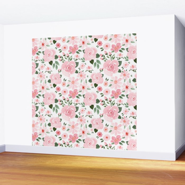 Blush Pink Floral Blooms Wall Mural Gallery Image 2