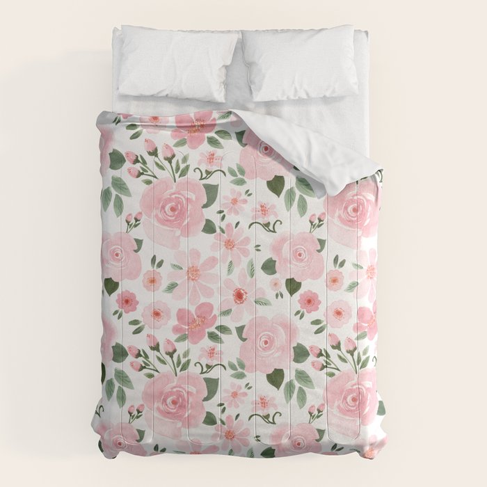 Blush Pink Floral Blooms Comforter Gallery Image 6