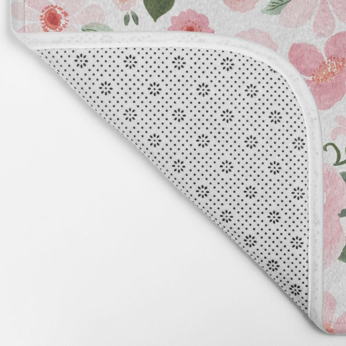Blush Pink Floral Blooms Bath Mat Gallery Image 2