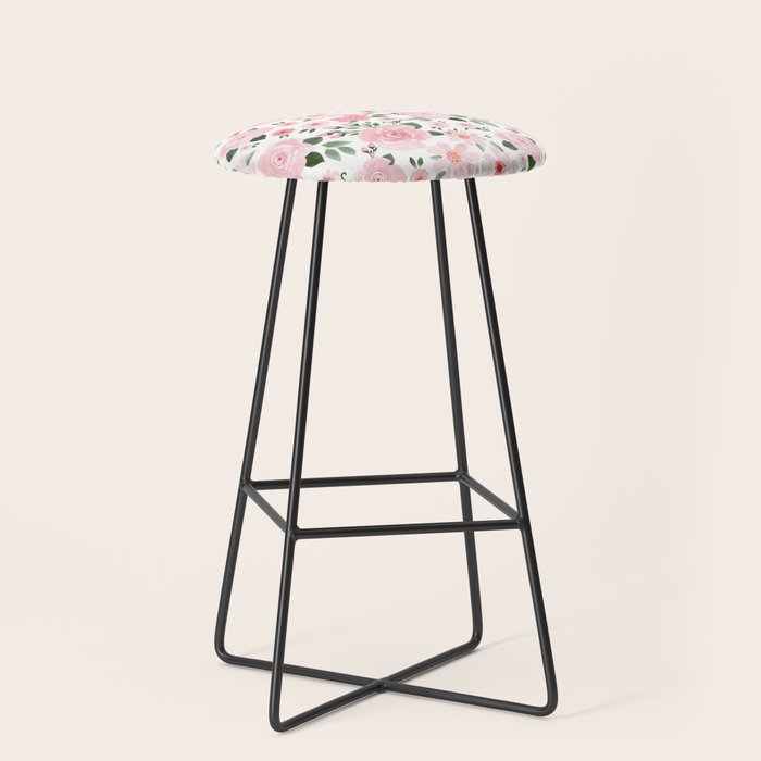 Blush Pink Floral Blooms Stool Gallery Image 1