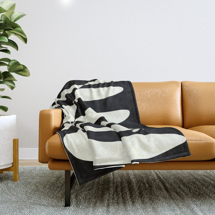Abstract Composition in Black and White Throw Blanket Gallery Image 1
