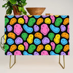 Colorful smiling happy face cartoon pattern Credenza Gallery Image 1
