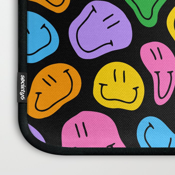 Colorful smiling happy face cartoon pattern Laptop Sleeve Gallery Image 3