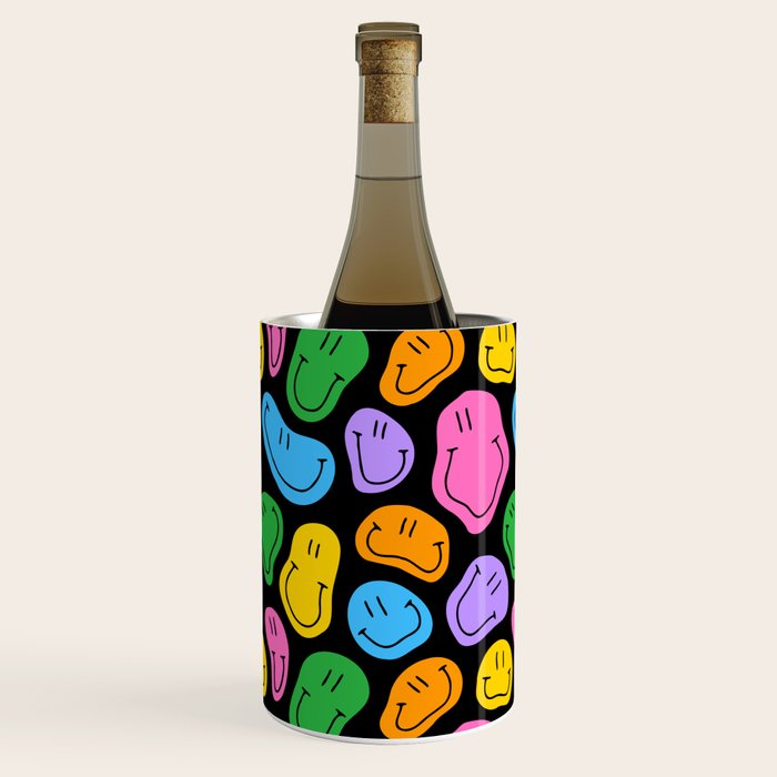 Colorful smiling happy face cartoon pattern Wine Chiller Gallery Image 1