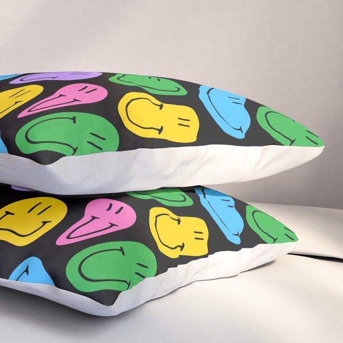 Colorful smiling happy face cartoon pattern Pillow Sham Gallery Image 3