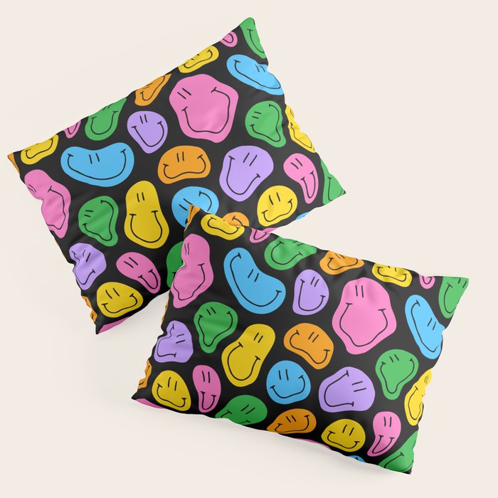 Colorful smiling happy face cartoon pattern Pillow Sham Gallery Image 3