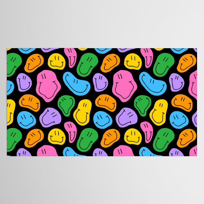 Colorful smiling happy face cartoon pattern Tablecloth Gallery Image 2