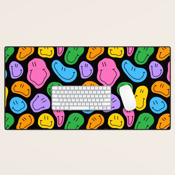 Colorful smiling happy face cartoon pattern Desk Mat Gallery Image 1