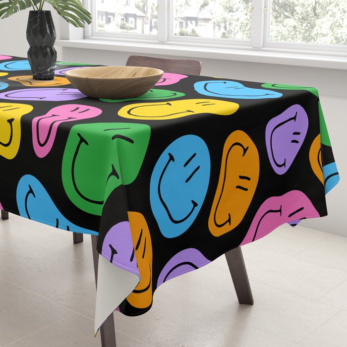 Colorful smiling happy face cartoon pattern Tablecloth Gallery Image 3
