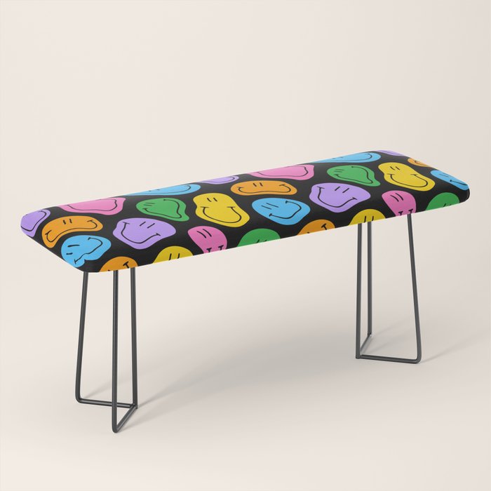 Colorful smiling happy face cartoon pattern Bench Gallery Image 1
