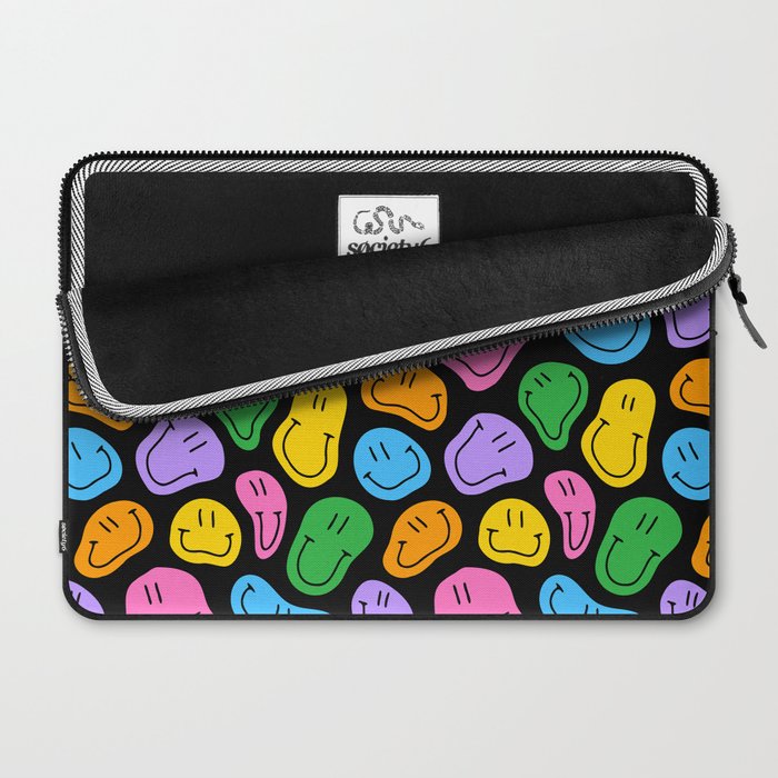 Colorful smiling happy face cartoon pattern Laptop Sleeve Gallery Image 2