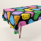 Colorful smiling happy face cartoon pattern Tablecloth Gallery Image 1