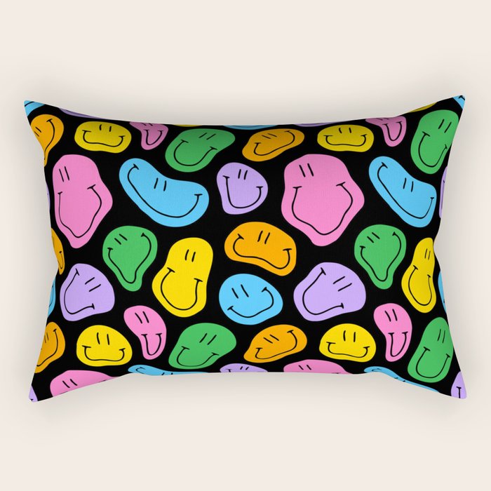 Colorful smiling happy face cartoon pattern Rectangular Pillow Gallery Image 2