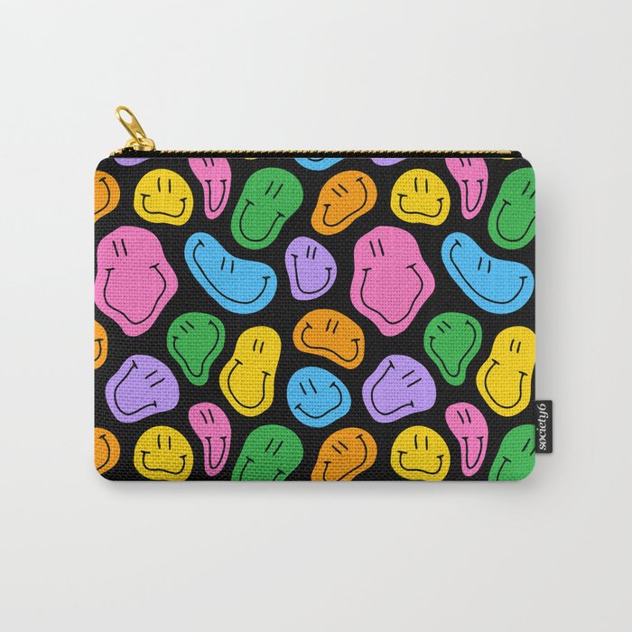Colorful smiling happy face cartoon pattern Carry All Pouch Gallery Image 1