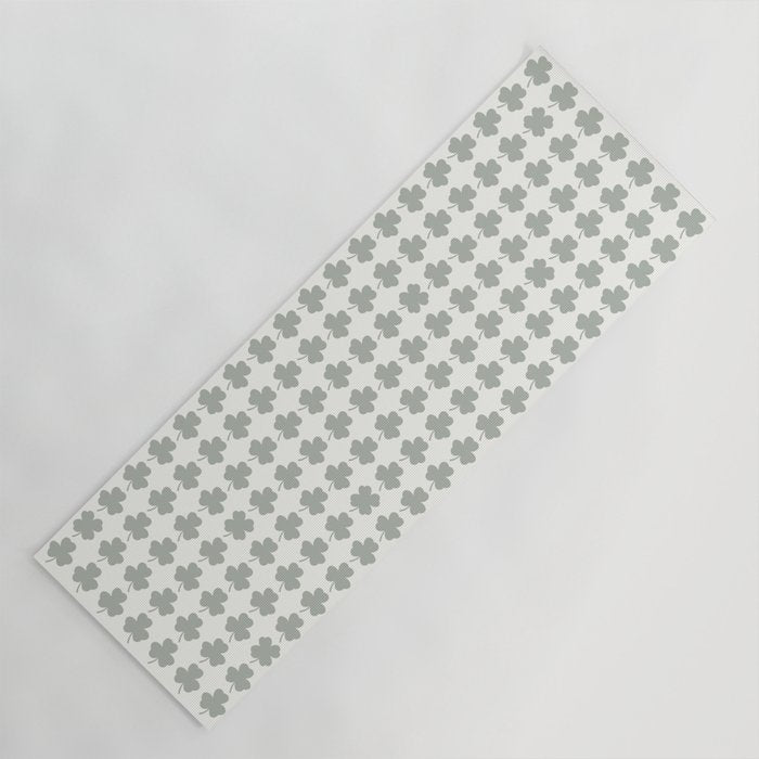 Clovers XXXIV Neutral Green Botanical Pattern Yoga Mat Gallery Image 1