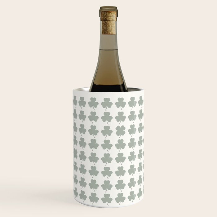 Clovers XXXIV Neutral Green Botanical Pattern Wine Chiller Gallery Image 3