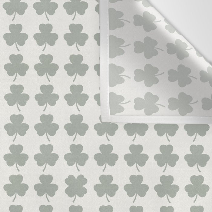 Clovers XXXIV Neutral Green Botanical Pattern Wall Tapestry Gallery Image 3
