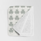Clovers XXXIV Neutral Green Botanical Pattern Throw Blanket Gallery Image 3